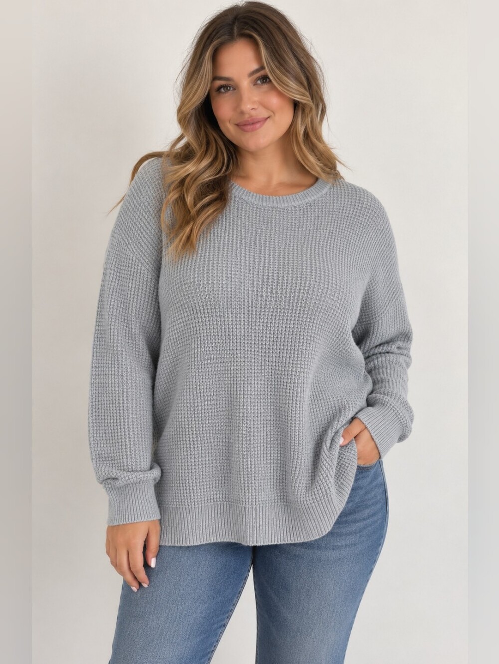 Levi's Light Gray Waffle Knit Crewneck Sweater